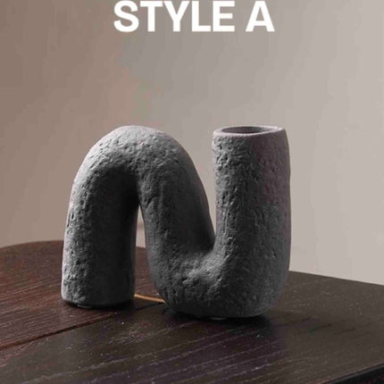 Handmade Wabi Sabi Abstract Pottery Vase, Crude Rustic Decorative