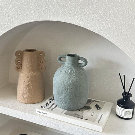 Handmade Wabi Sabi Abstract Pottery Vase, Crude Rustic Decorative