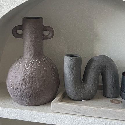 Handmade Wabi Sabi Abstract Pottery Vase, Crude Rustic Decorative