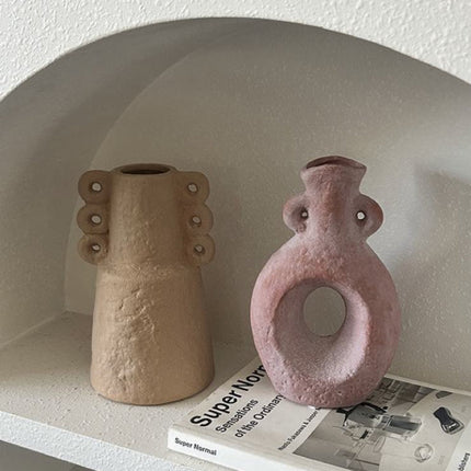 Handmade Wabi Sabi Abstract Pottery Vase, Crude Rustic Decorative