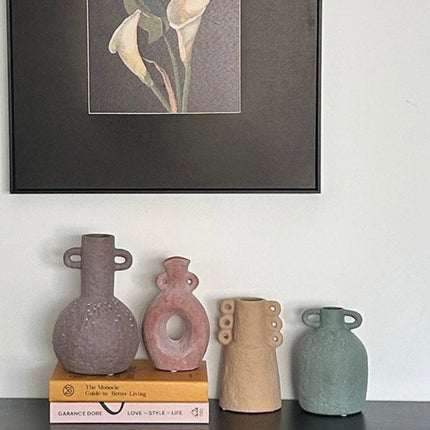 Handmade Wabi Sabi Abstract Pottery Vase, Crude Rustic Decorative