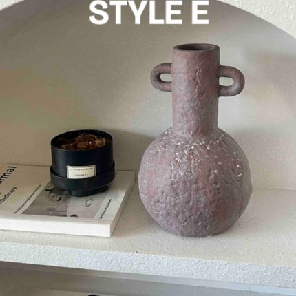 Handmade Wabi Sabi Abstract Pottery Vase, Crude Rustic Decorative