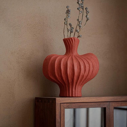 Handmade Wabi Sabi Ceramic Pottery Vase - Red / Black / White