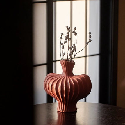 Handmade Wabi Sabi Ceramic Pottery Vase - Red / Black / White