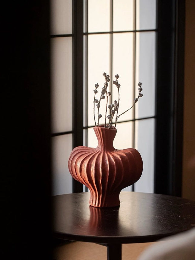 Handmade Wabi Sabi Ceramic Pottery Vase - Red / Black / White