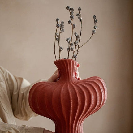 Handmade Wabi Sabi Ceramic Pottery Vase - Red / Black / White