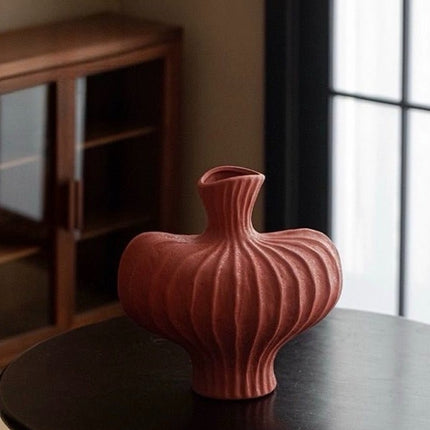 Handmade Wabi Sabi Ceramic Pottery Vase - Red / Black / White
