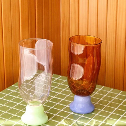 Handmade Wavy Beer Glasses - Retro Whimsical Eclectic Beer Mug