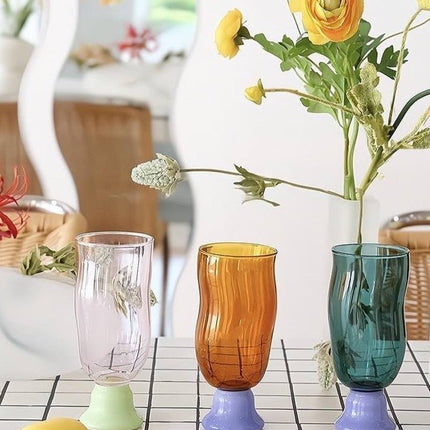 Handmade Wavy Beer Glasses - Retro Whimsical Eclectic Beer Mug