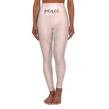 Womens High-waist Fitness Legging Yoga Pants - Pink Peach Marble
