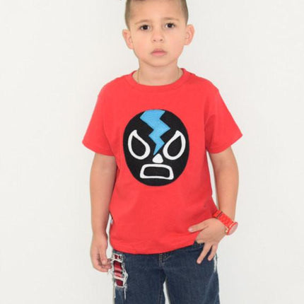 Kids T-shirt - Luchador Negro - Black Mexican Wrestler Kids (Red)