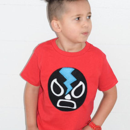 Kids T-shirt - Luchador Negro - Black Mexican Wrestler Kids (Red)