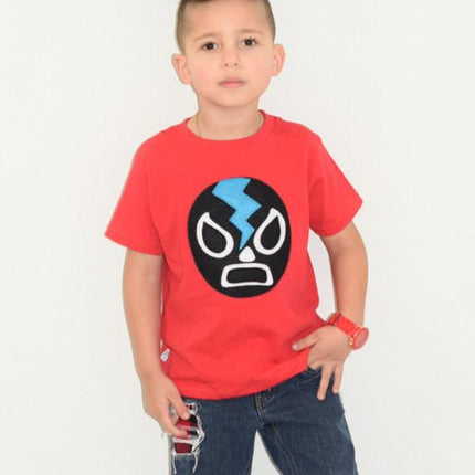 Kids T-shirt - Luchador Negro - Black Mexican Wrestler Kids (Red)