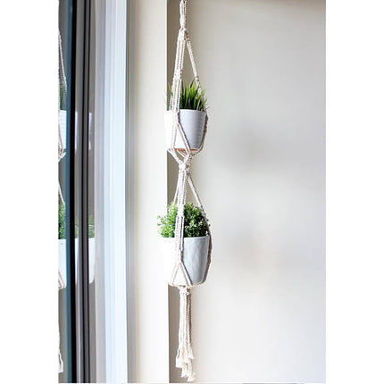 Double Macrame Plant Hanger, Hanging Planter