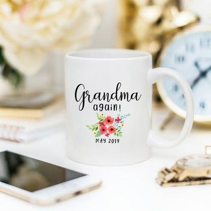 Pregnancy Announcement Grandma Again Mug Baby