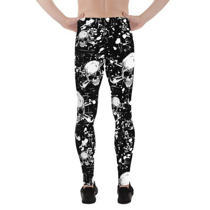Mens Leggings - Black Skull Leggings