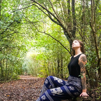 Blue ELEPHANT Pants Women Boho Pants Hippie Pants Yoga