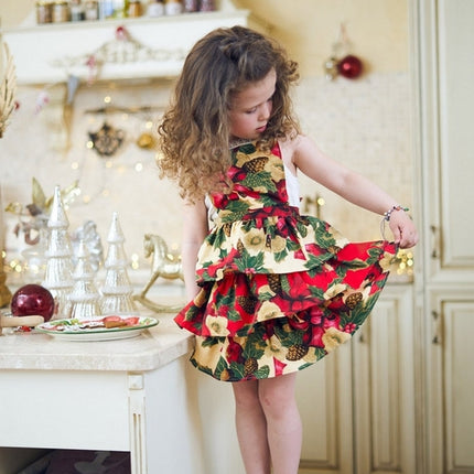 Kids Apron| Red Christmas flowers