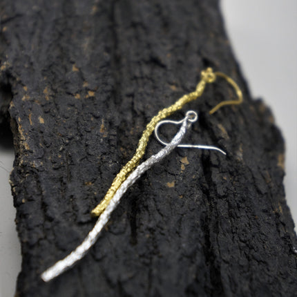 Silver Twig Earrings – Handmade Sterling Silver Statement Branch