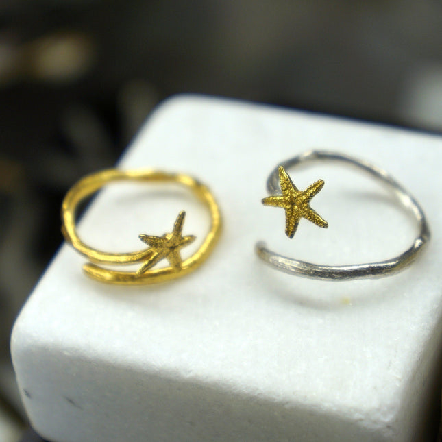 Starfish Silver Ring – Adjustable Sterling Silver Ring With Five
