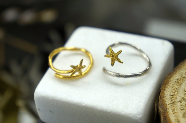 Starfish Silver Ring – Adjustable Sterling Silver Ring With Five