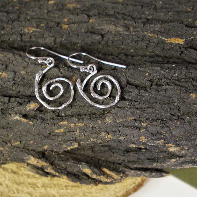 Twig Spiral Earrings – Handmade Natural Sterling Silver Branch Jewelry