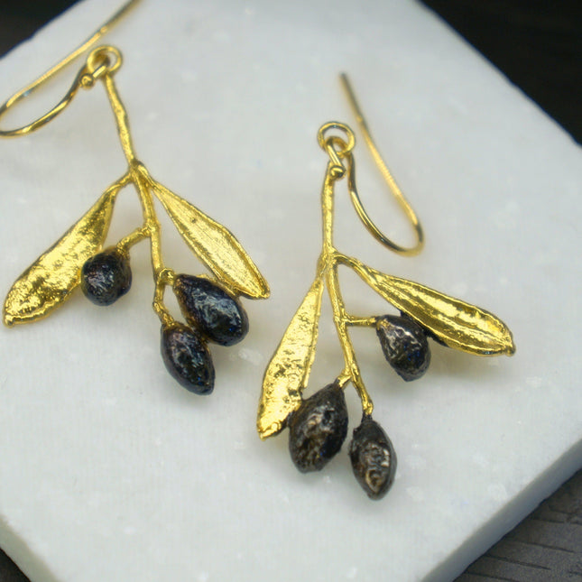 Sterling Silver Olive Earrings – Handmade Silver Jewelry With Olive