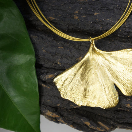 Ginkgo Biloba Necklace – Gold Dipped Real Leaf Pendant | Nature