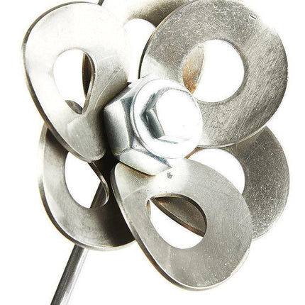 Two Metal Flowers and Vase, Steel Flowers and Vase, Welded Art