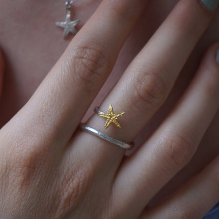 Starfish Silver Ring – Adjustable Sterling Silver Ring With Five