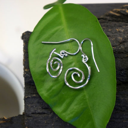Twig Spiral Earrings – Handmade Natural Sterling Silver Branch Jewelry