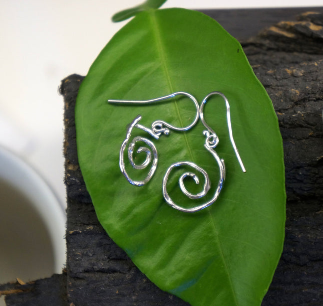 Twig Spiral Earrings – Handmade Natural Sterling Silver Branch Jewelry