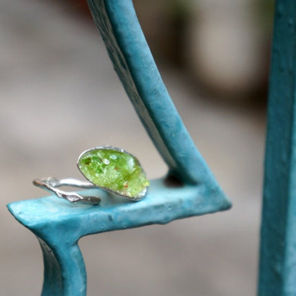 Sterling Silver Ring – Adjustable Nature Inspired Ring with Murano
