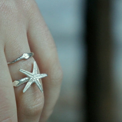 Adjustable Starfish Ring – Sterling Silver Beach Wedding Accessories
