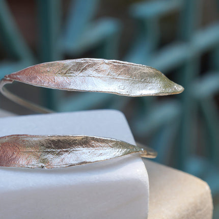 Olive Leaf Bracelet – Adjustable Sterling Silver Cuff | Botanical