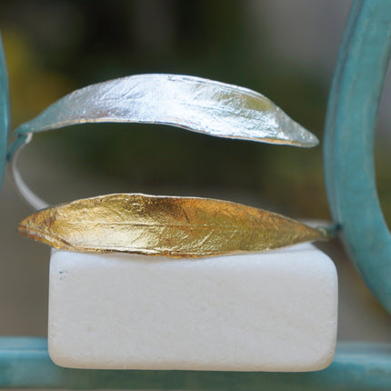 Olive Leaf Bracelet – Adjustable Sterling Silver Cuff | Botanical