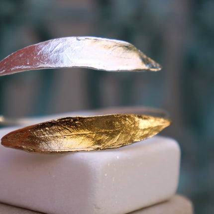 Olive Leaf Bracelet – Adjustable Sterling Silver Cuff | Botanical