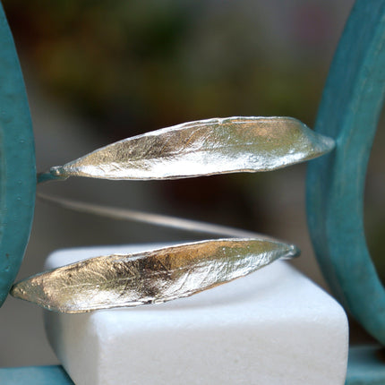Olive Leaf Bracelet – Adjustable Sterling Silver Cuff | Botanical