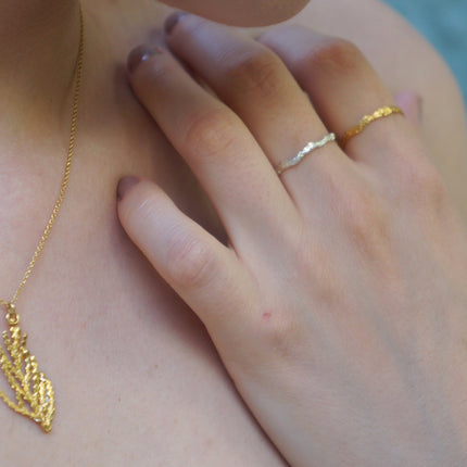 Solid Gold Leaf Necklace – 14K Real Cypress Pendant With Gold Chain