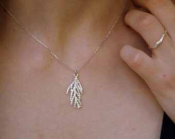 Solid Gold Leaf Necklace – 14K Real Cypress Pendant With Gold Chain