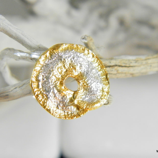 Silver Leaf Ring – Sterling Silver 925 Spiral Disc & Branch Design
