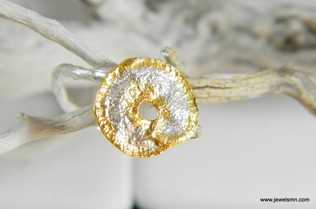 Silver Leaf Ring – Sterling Silver 925 Spiral Disc & Branch Design