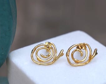 Twig Spiral Earrings – Handmade Natural Sterling Silver Branch Jewelry