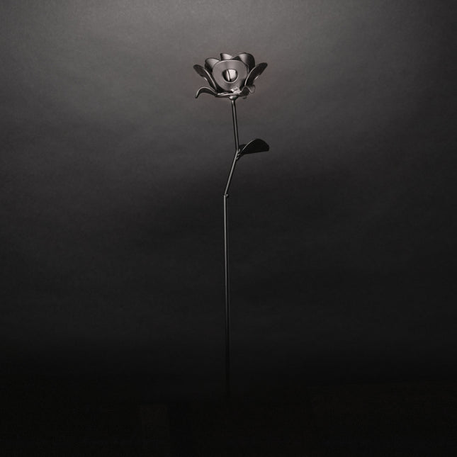 Matte Black Immortal Rose, Recycled Metal Rose, Steel Rose Sculpture,