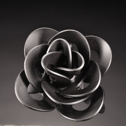 Matte Black Immortal Rose, Recycled Metal Rose, Steel Rose Sculpture,