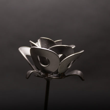 Matte Black Immortal Rose, Recycled Metal Rose, Steel Rose Sculpture,