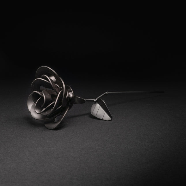 Matte Black Immortal Rose, Recycled Metal Rose, Steel Rose Sculpture,