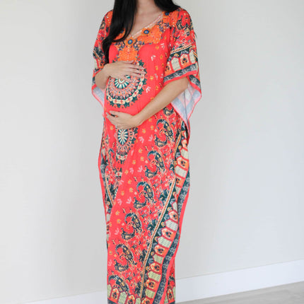 Mexican Kaftan Dress, Summer Caftan For Women, Loose Maxi Dress, Silk