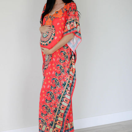 Mexican Kaftan Dress, Summer Caftan For Women, Loose Maxi Dress, Silk