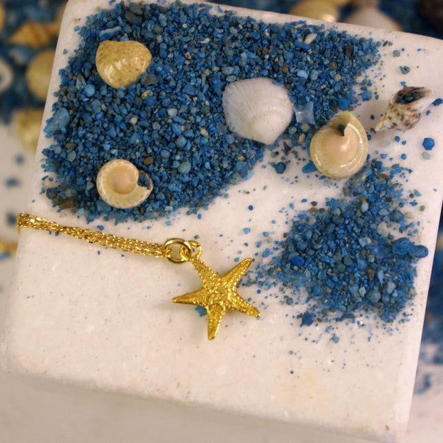 Tiny Starfish Necklace – Gold Plated Sterling Silver Dainty Pendant